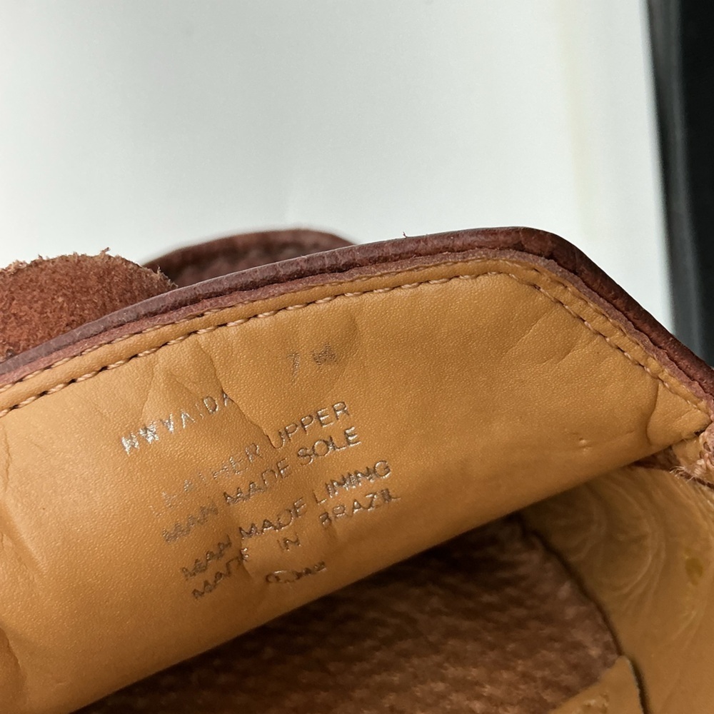 Nine West Ladies Brown Leather Slip-On Kitten Mules with Floral Tassel Accent - Picture 9 of 13